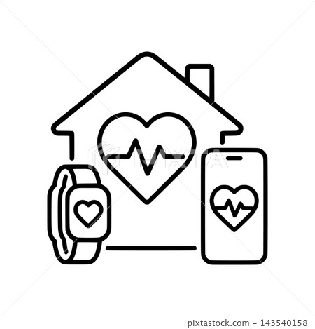Home Heart Rate Remote Health Monitoring Icon Home Heart Rate Remote Health Monitoring Icon 143540158