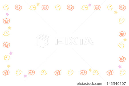 可愛的萬聖節南瓜和幽靈相框 可愛的萬聖節南瓜和幽靈相框 143540307
