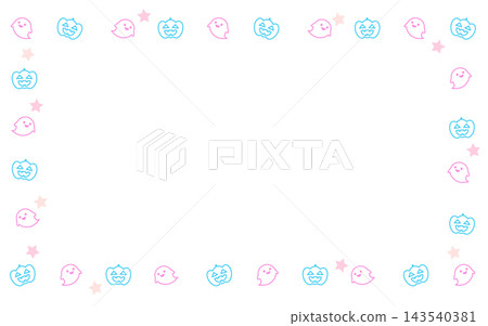 可愛的萬聖節南瓜和幽靈相框 143540381