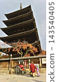 Five-storied pagoda and autumn leaves 143540405