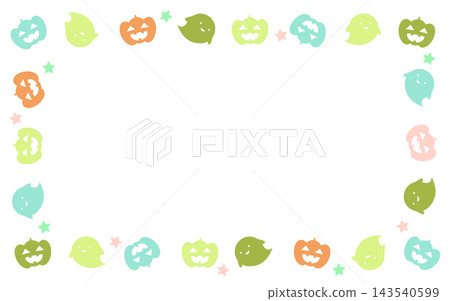 Cute Halloween pumpkin and ghost frame 143540599