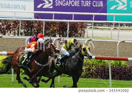 Horse Racing at the Singapore Turf Club in Action Horse Racing at the Singapore Turf Club in Action 143541092