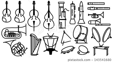 Simple illustrations of orchestral instruments Simple illustrations of orchestral instruments 143541680