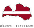 Vector isolated illustration of Latvia map and flag. 143541886