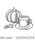 Set of cozy autumn food and beverage illustrations created for seasonal cafe and restaurant menus 143542254