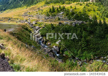Mountain Creek Flowing Down Slope Transfagarasan Fagaras Mountains Romania 143543416