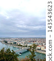 Budapest city panorama with Danube river and Elisabeth Bridge from Gellert Hill, cloudy day, Hungary 143543623