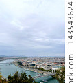 Budapest city panorama with Danube river and Elisabeth Bridge from Gellert Hill, cloudy day, Hungary 143543624