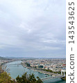 Budapest city panorama with Danube river and Elisabeth Bridge from Gellert Hill, cloudy day, Hungary 143543625