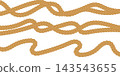 Set of rope lines borders, dividers isolated on a white background. Vector flat design element of rope brush 143543655
