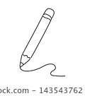 continuous line pencil drawing outline 143543762