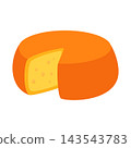 wheel of hard cheese with holes isolated on white 143543783
