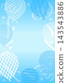 Vertical background with a translucent Japanese pattern balloon floating in the air; blue. 143543886