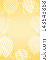 Vertical background with balloons featuring a translucent Japanese pattern; gold color. 143543888