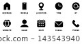 Business card icon set for website, address, and contact information (black) 143543940