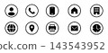Business icon set for business cards, websites, addresses, maps, and contacts (black circled lines) 143543952