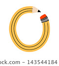 Capital letter O shaped as a classic yellow pencil. School inspired children's alphabet. 143544184
