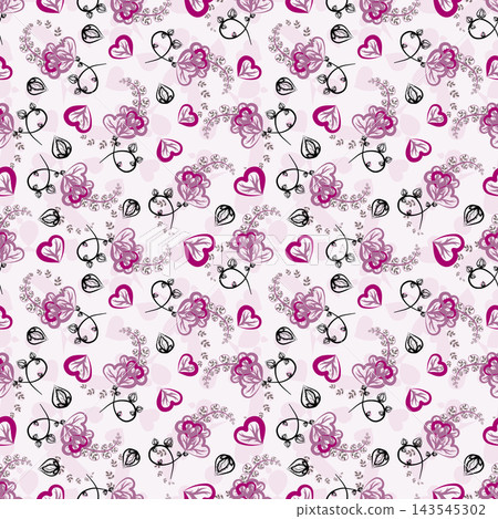 Floral seamless pattern, Flower chintz pattern seamless vector border print. Botanical batik background. Arabesque floral ornament motif for decoration fabric, women clothing, scarf, wallpaper design. 143545302