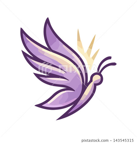 A stylized purple butterfly with a golden crown, representing magic, transformation, and freedom. A stylized purple butterfly with a golden crown, representing magic, transformation, and freedom. 143545315