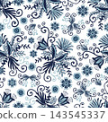 Floral seamless pattern, Flower chintz pattern seamless vector border print. Botanical batik background. Arabesque floral ornament motif for decoration fabric, women clothing, scarf, wallpaper design. 143545337