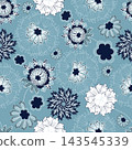Floral seamless pattern, Flower chintz pattern seamless vector border print. Botanical batik background. Arabesque floral ornament motif for decoration fabric, women clothing, scarf, wallpaper design. 143545339