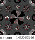 Floral seamless pattern, Flower chintz pattern seamless vector border print. Botanical batik background. Arabesque floral ornament motif for decoration fabric, women clothing, scarf, wallpaper design. 143545346