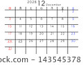 2028年簡易日曆 - 十二月 - 星期（日文版） 143545378