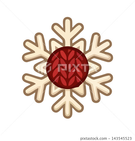 Stylized snowflake icon with a knitted texture, perfect for winter and Christmas themes. Festive and cozy. Stylized snowflake icon with a knitted texture, perfect for winter and Christmas themes. Festive and cozy. 143545523