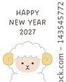 New Year's card template for the Year of the Sheep, 2027. Sheep, cute, vector, sheep 143545772
