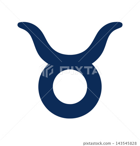 A deep blue Taurus zodiac sign symbol on a clean white background. Astrological, horoscope, and celestial representation. A deep blue Taurus zodiac sign symbol on a clean white background. Astrological, horoscope, and celestial representation. 143545828