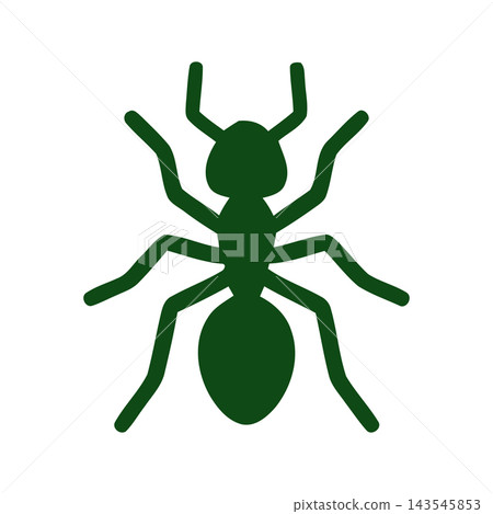A minimalist green silhouette of an ant, symbolizing insects, nature, and small creatures. 143545853