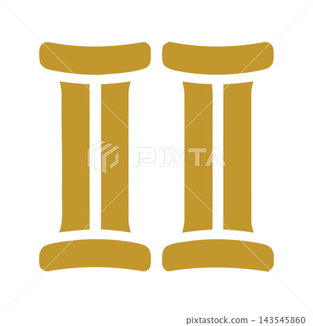 Golden Gemini zodiac sign symbol on a white background, representing the astrological sign of the twins. Golden Gemini zodiac sign symbol on a white background, representing the astrological sign of the twins. 143545860