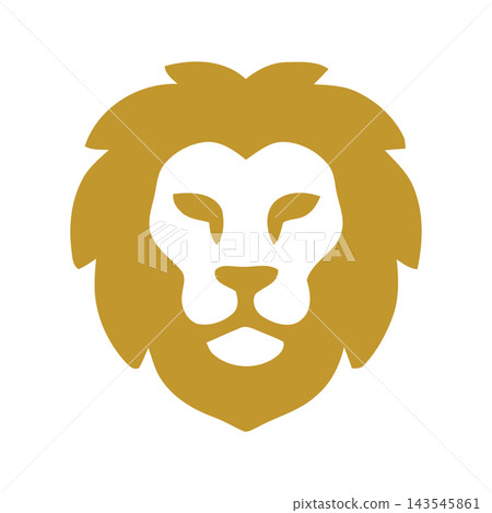 Stylized golden lion head icon symbolizing power, courage, and royalty. Perfect for brands and logos. Stylized golden lion head icon symbolizing power, courage, and royalty. Perfect for brands and logos. 143545861