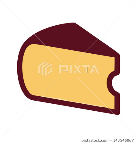 A stylized, graphic representation of a cheese wedge, presented as a simple icon with a clean outline. A stylized, graphic representation of a cheese wedge, presented as a simple icon with a clean outline. 143546067