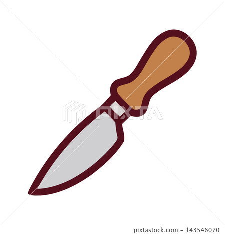 A simple, clean illustration of a kitchen knife with a wooden handle, isolated on a white background. A simple, clean illustration of a kitchen knife with a wooden handle, isolated on a white background. 143546070
