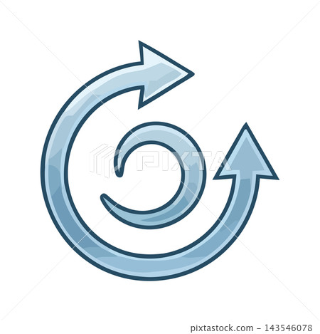 Blue recycling arrows in a spiral shape with a smaller inner spiral. Represents concepts of cycle, refresh, repeat, reuse, and loop. Blue recycling arrows in a spiral shape with a smaller inner spiral. Represents concepts of cycle, refresh, repeat, reuse, and loop. 143546078