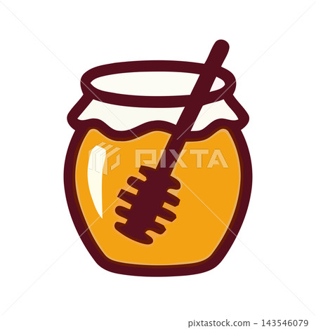 A stylized illustration of a glass jar filled with golden honey, complete with a wooden honey dipper. A stylized illustration of a glass jar filled with golden honey, complete with a wooden honey dipper. 143546079