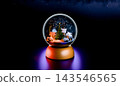 Christmas winter village scene inside snow globe. 3d render 143546565