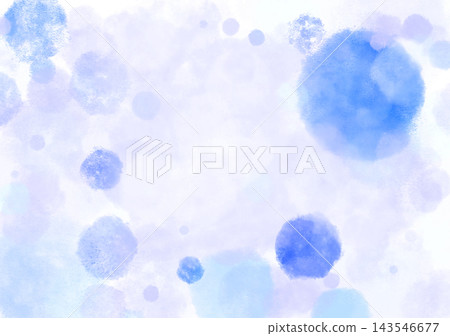 A refreshing pale lavender background with a copy space in the center, featuring blurred blue and light blue watercolor polka dots. 143546677
