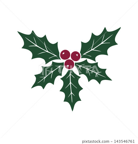A simple and festive vector illustration of holly leaves and red berries, perfect for holiday designs. A simple and festive vector illustration of holly leaves and red berries, perfect for holiday designs. 143546761
