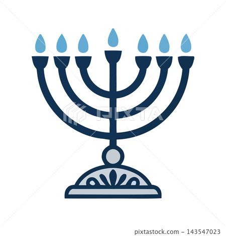 Illustration of a Hanukkah menorah with blue flames, representing the Jewish holiday of Hanukkah. Illustration of a Hanukkah menorah with blue flames, representing the Jewish holiday of Hanukkah. 143547023