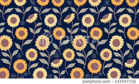 A rich seamless repeating sunflower pattern inspired A rich seamless repeating sunflower pattern inspired 143547159