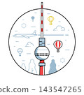 Fernsehturm TV Tower Berlin Landmark Line Icon 143547265