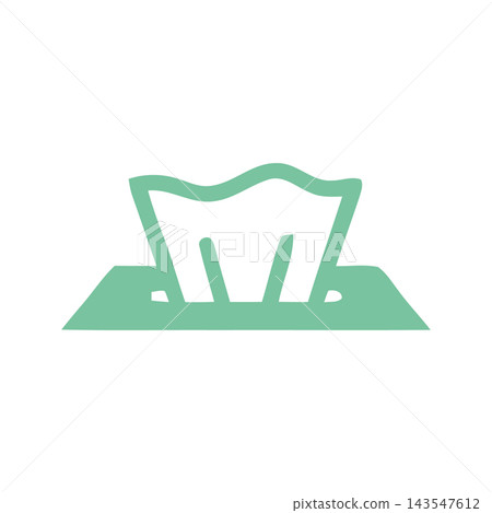 A simple green vector icon representing a wet wipe dispenser, isolated on a white background. A simple green vector icon representing a wet wipe dispenser, isolated on a white background. 143547612