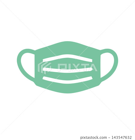 Simple green icon of a face mask, symbolizing health, safety, and hygiene. 143547632