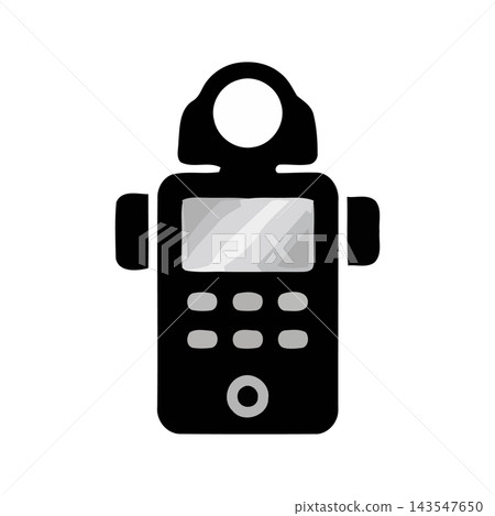 Simple black icon of a digital light meter, symbolizing measurement, technology, and professional use. Simple black icon of a digital light meter, symbolizing measurement, technology, and professional use. 143547650
