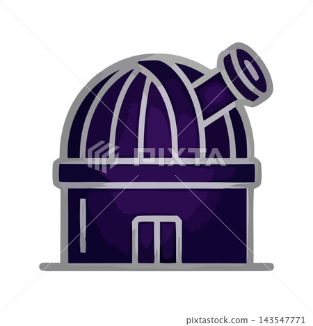 Stylized illustration of a purple observatory dome with a telescope, symbolizing science and astronomy. Stylized illustration of a purple observatory dome with a telescope, symbolizing science and astronomy. 143547771