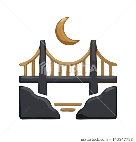 Stylized illustration of the Golden Gate Bridge at night, featuring a crescent moon above. Stylized illustration of the Golden Gate Bridge at night, featuring a crescent moon above. 143547798