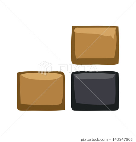 Three simple geometric cubes arranged in a minimalist, abstract composition against a white background. 143547805