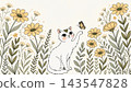 A charming white cat sleeping peacefully 143547828